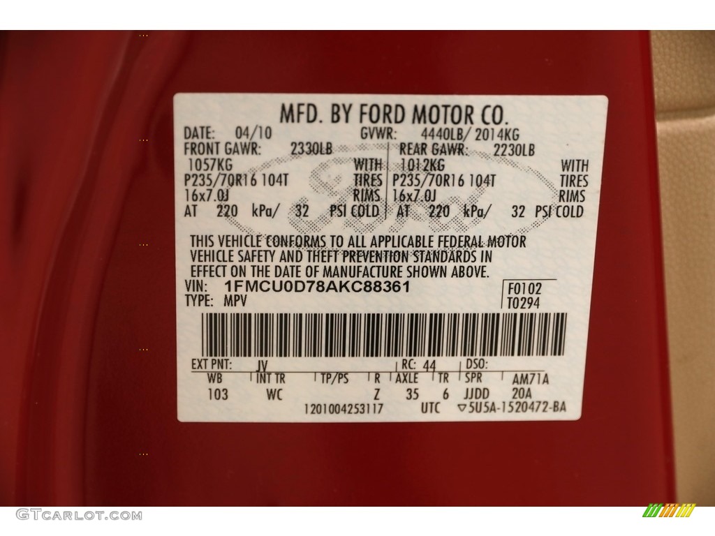 2010 Escape XLT - Sangria Red Metallic / Camel photo #19