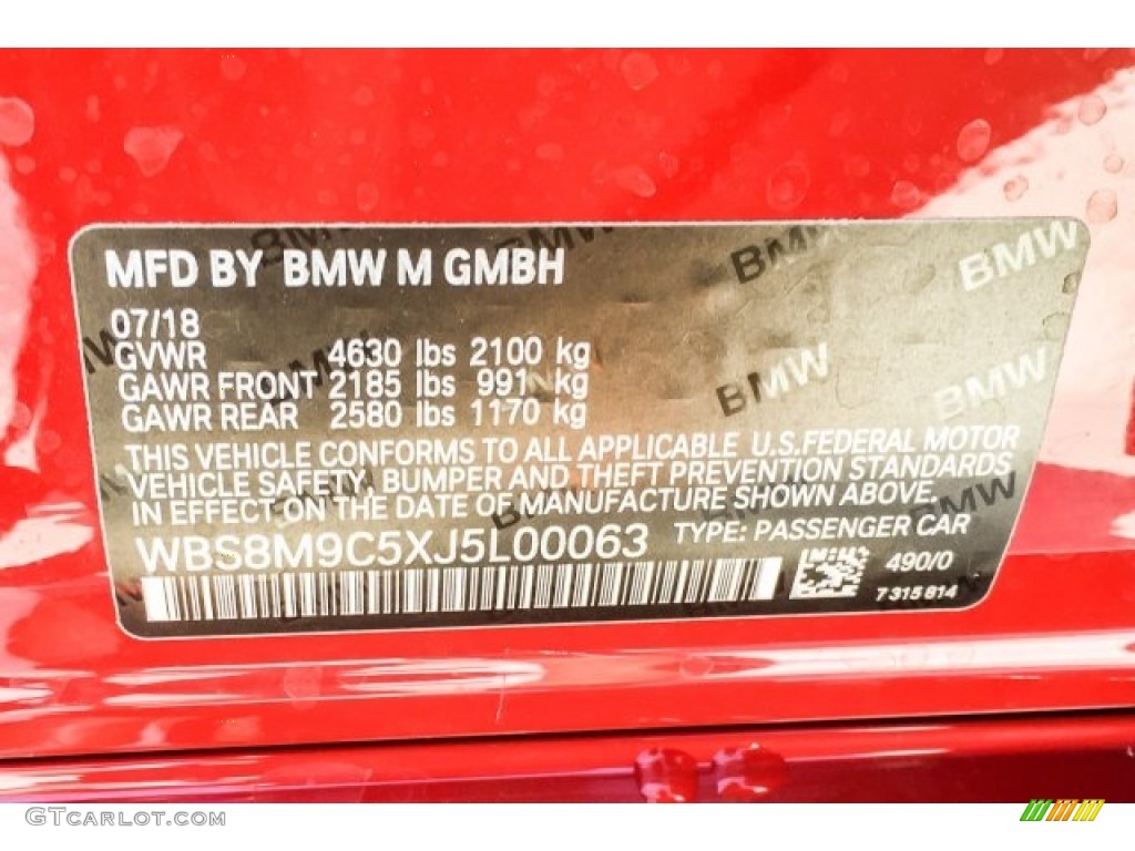 2018 M3 Color Code 490 for Imola Red Photo #129131447