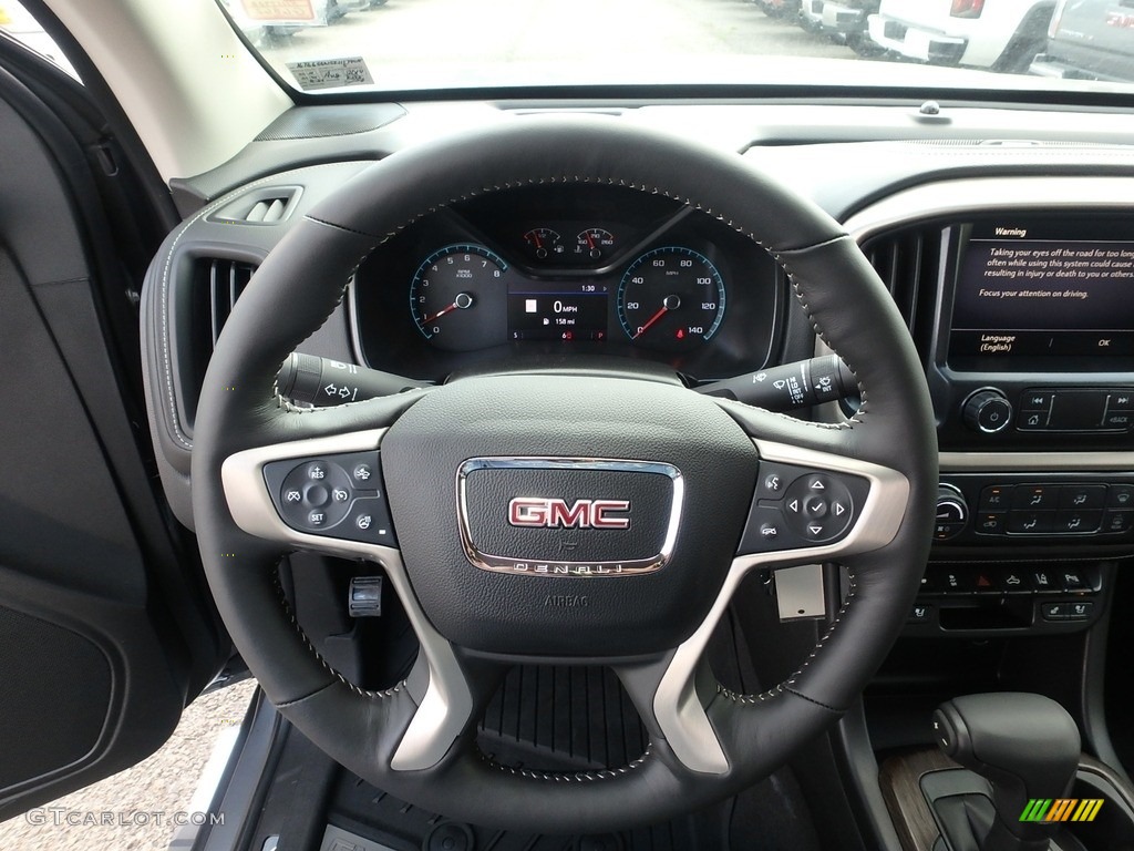2019 GMC Canyon Denali Crew Cab 4WD Jet Black Steering Wheel Photo #129149418