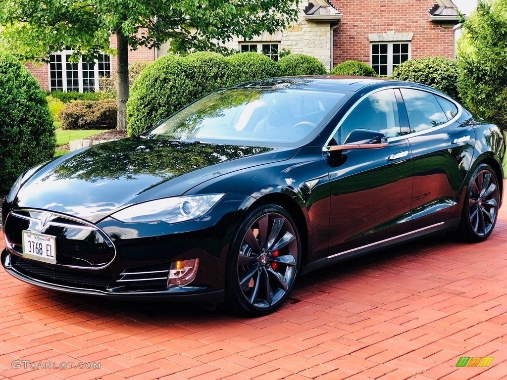 Black Solid 2014 Tesla Model S P85D Performance Exterior Photo #129163866