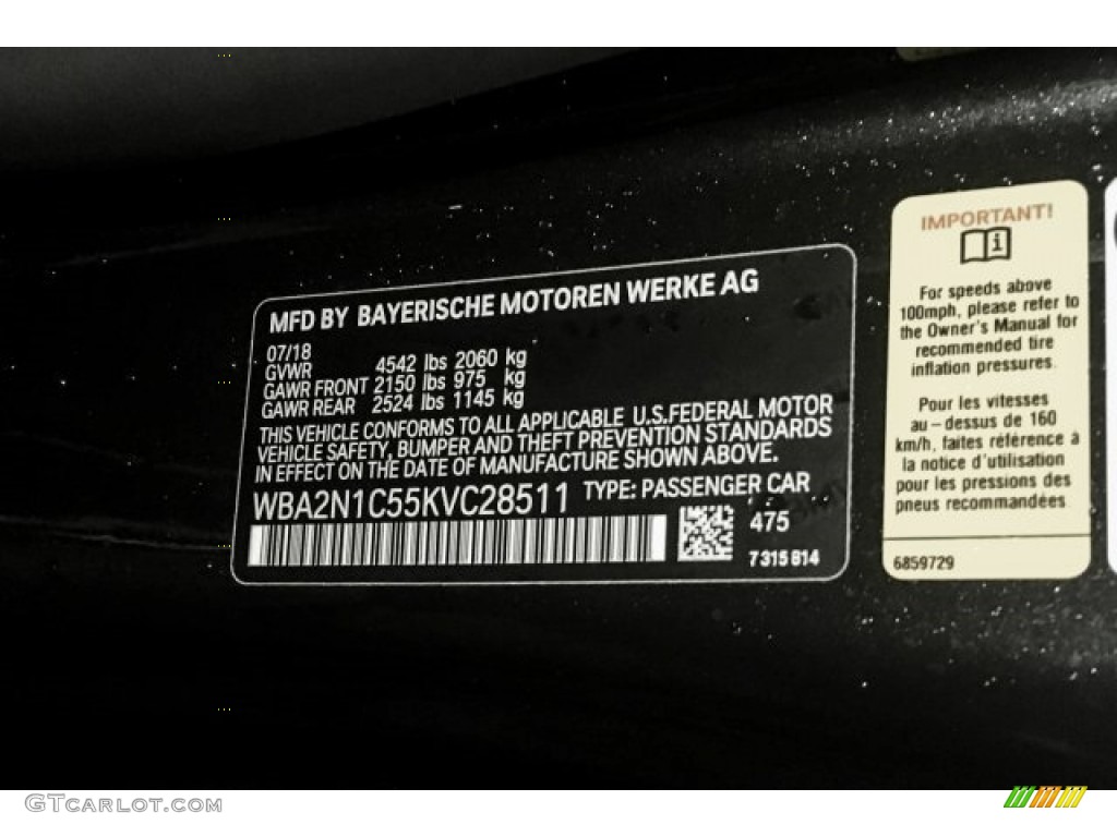 2019 2 Series Color Code 475 for Black Sapphire Metallic Photo #129181383