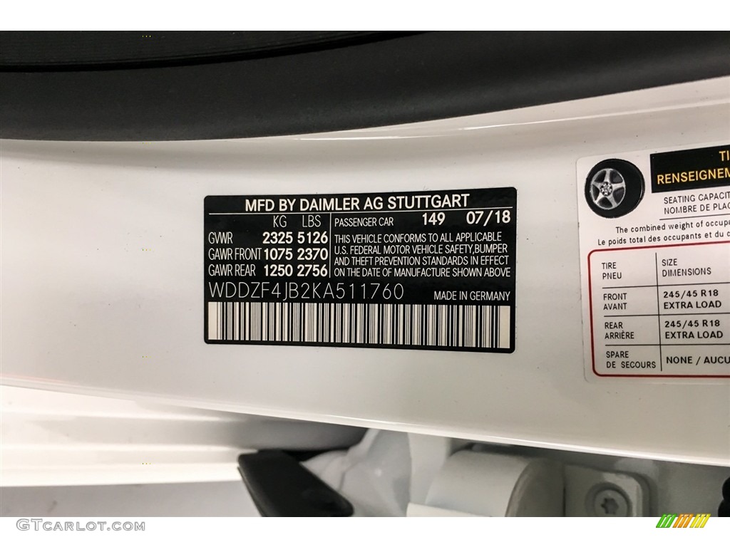 2019 E Color Code 149 for Polar White Photo #129189071