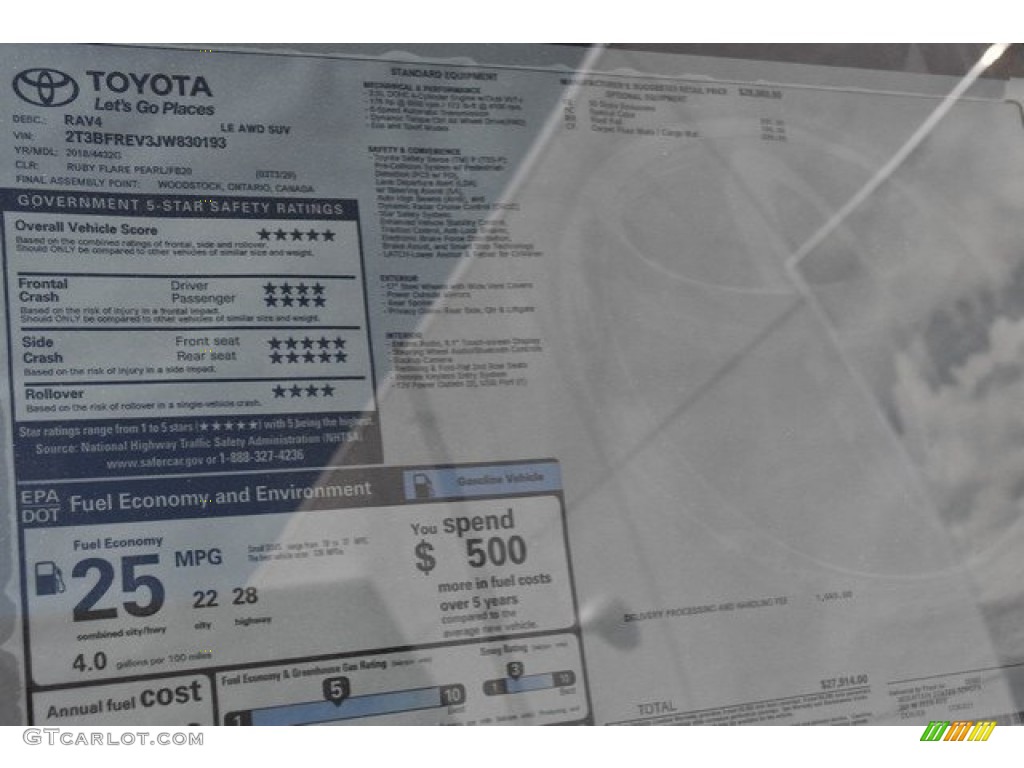2018 RAV4 LE - Ruby Flare Pearl / Black photo #36