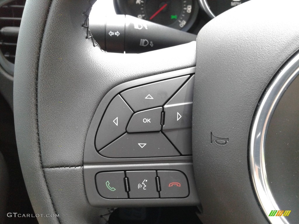 2018 Fiat 500X Pop Black Steering Wheel Photo #129204524