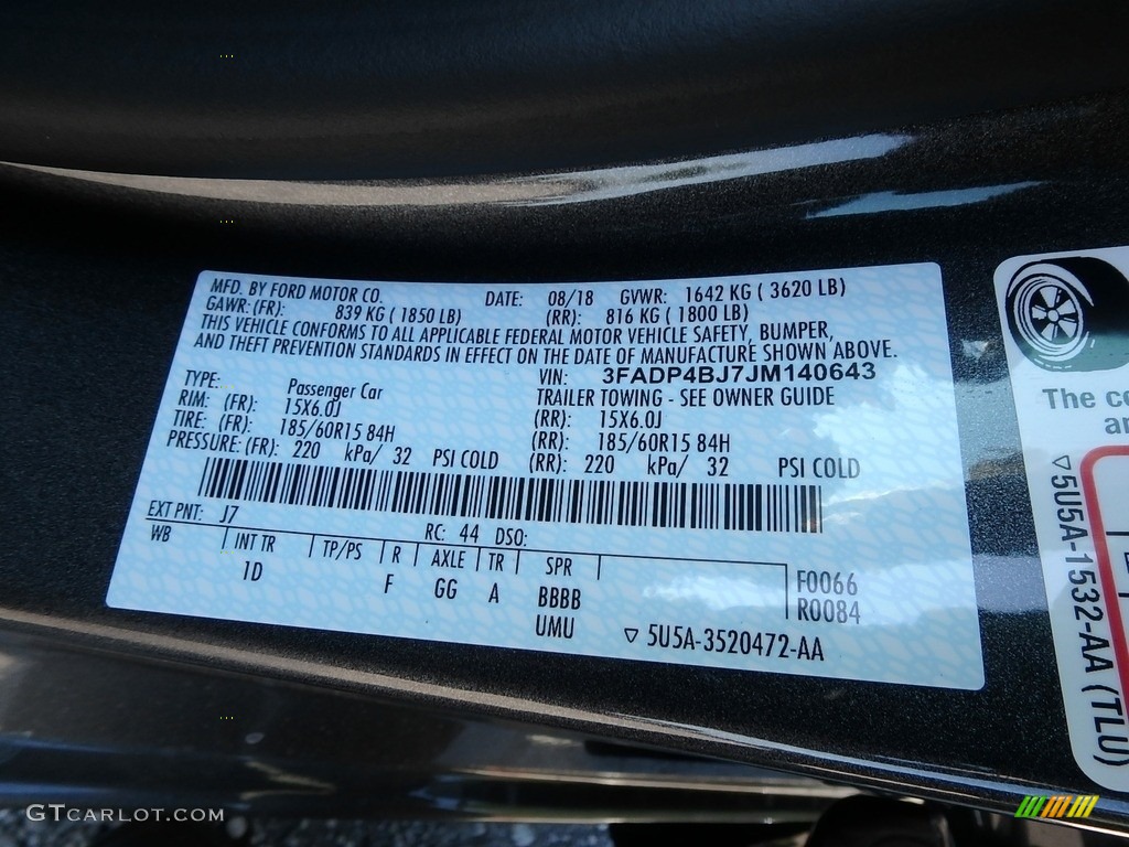 2018 Fiesta Color Code J7 for Magnetic Photo #129206540