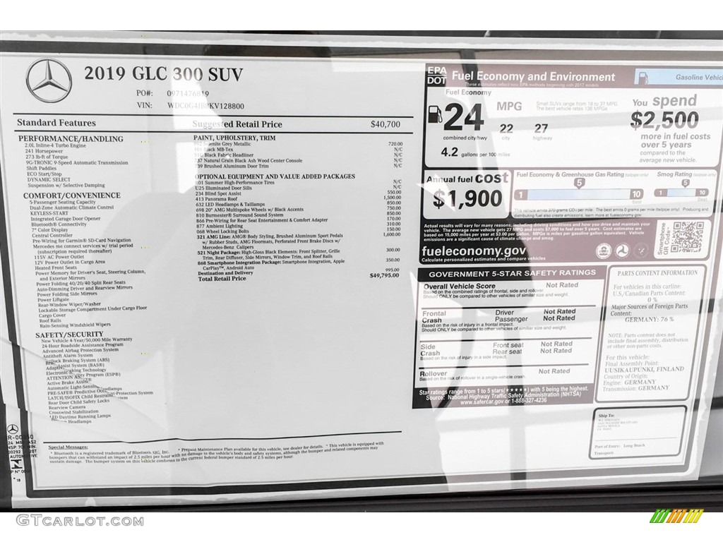 2019 GLC 300 - Selenite Grey Metallic / Black photo #10