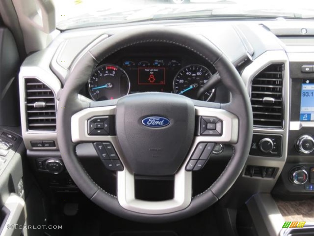 2019 Ford F250 Super Duty Lariat Crew Cab 4x4 Black Steering Wheel Photo #129228526