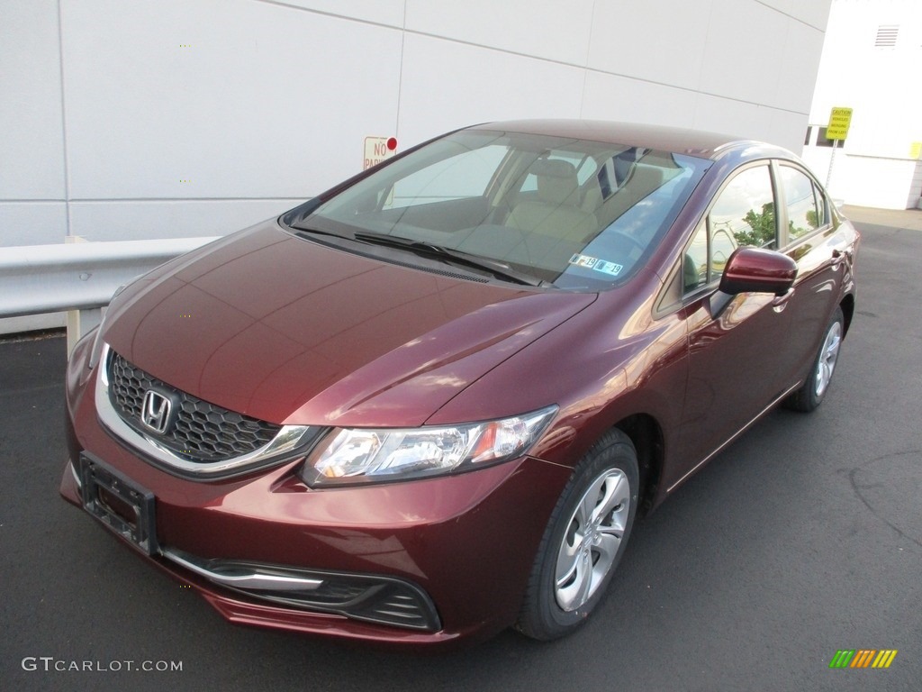 2015 Civic LX Sedan - Crimson Pearl / Beige photo #8