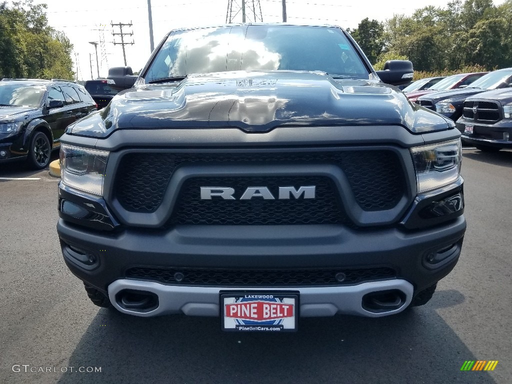 2019 1500 Rebel Crew Cab 4x4 - Diamond Black Crystal Pearl / Black/Red photo #2