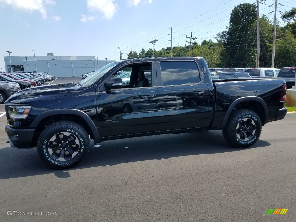 2019 1500 Rebel Crew Cab 4x4 - Diamond Black Crystal Pearl / Black/Red photo #3