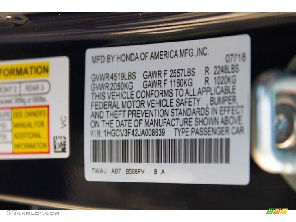 2018 Accord Color Code B588PV for Obsidian Blue Pearl Photo #129292648