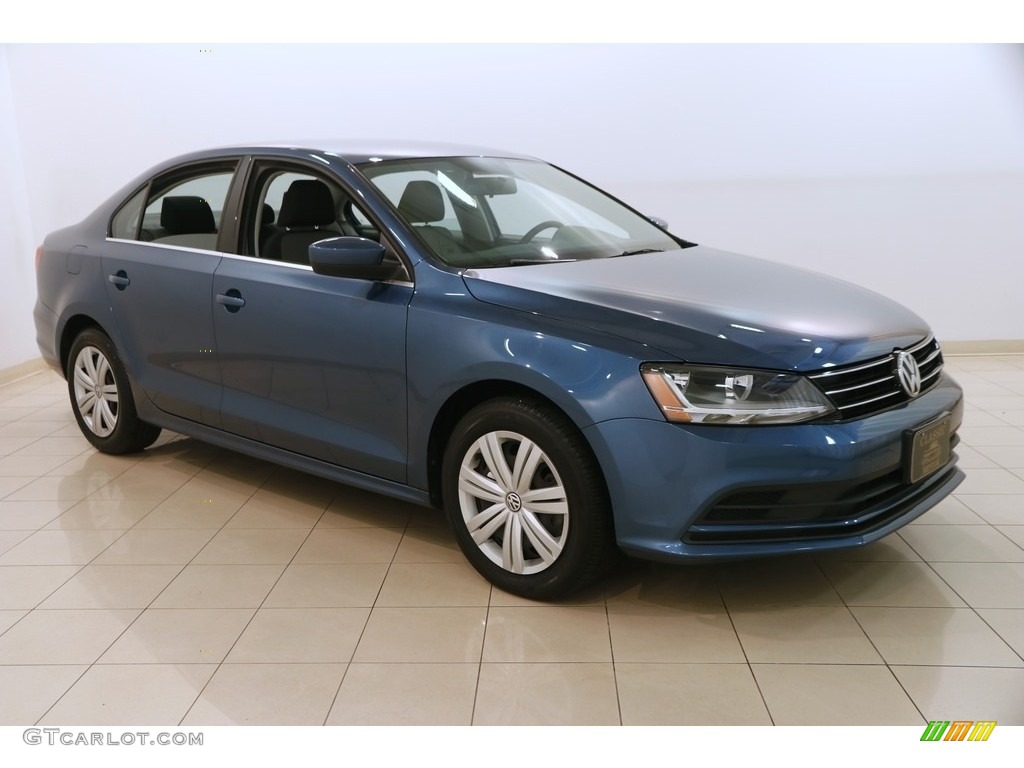 2017 Jetta S - Silk Blue Metallic / Black/Palladium Gray photo #1