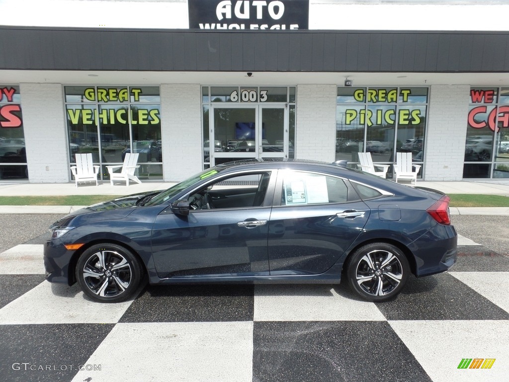 2017 Civic Touring Sedan - Aegean Blue Metallic / Gray photo #1