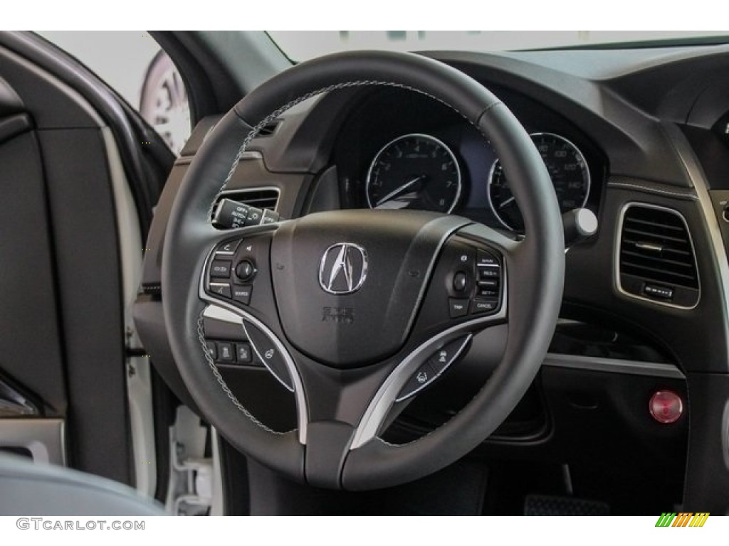 2019 Acura RLX Sport Hybrid SH-AWD Ebony Steering Wheel Photo #129310968