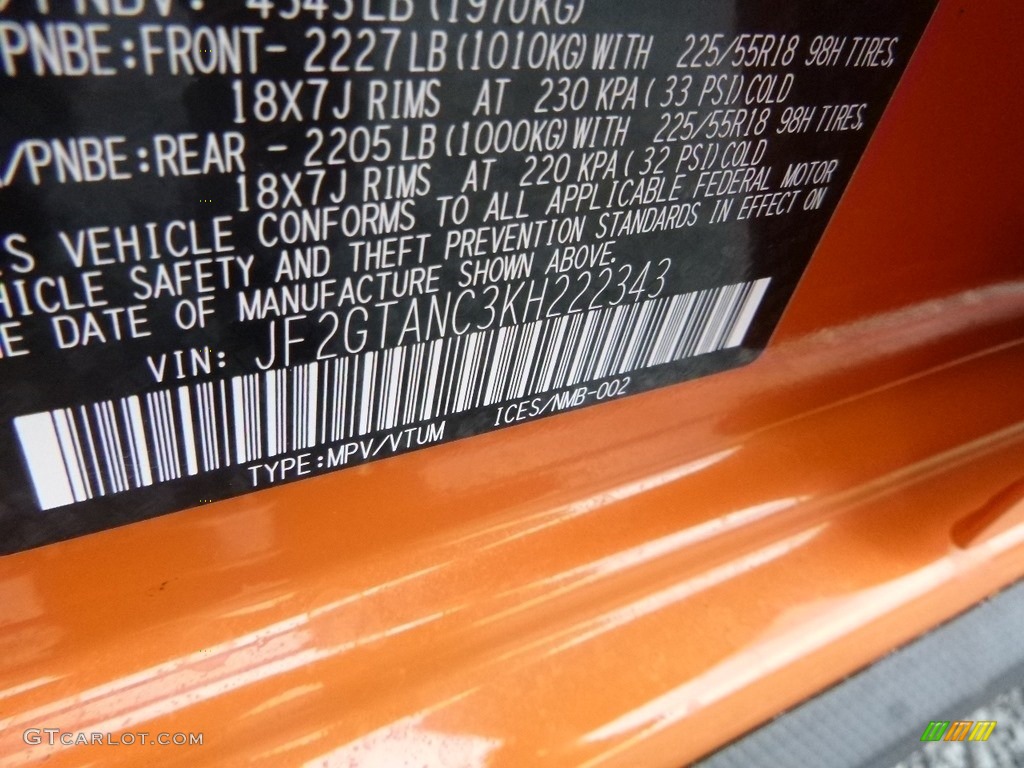 2019 Crosstrek 2.0i Limited - Sunshine Orange / Gray photo #16