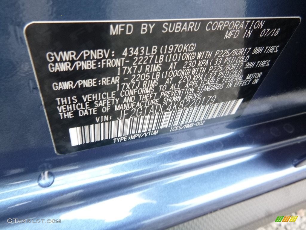 2019 Crosstrek 2.0i Premium - Quartz Blue Pearl / Black photo #15