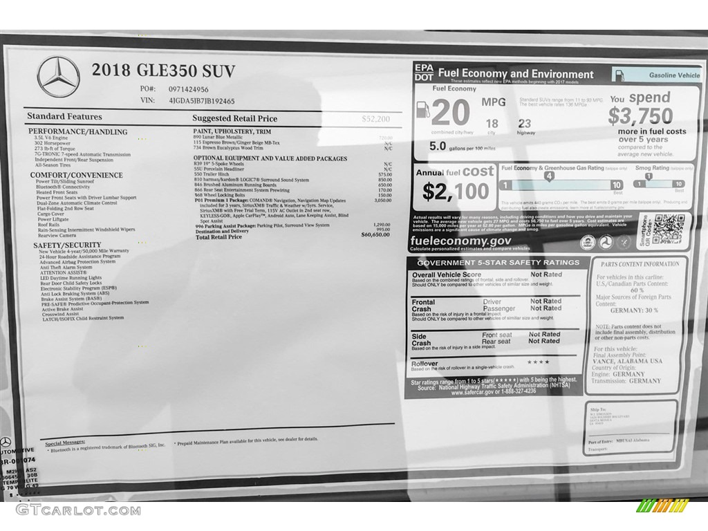 2018 GLE 350 - Lunar Blue Metallic / Ginger Beige/Espresso Brown photo #10