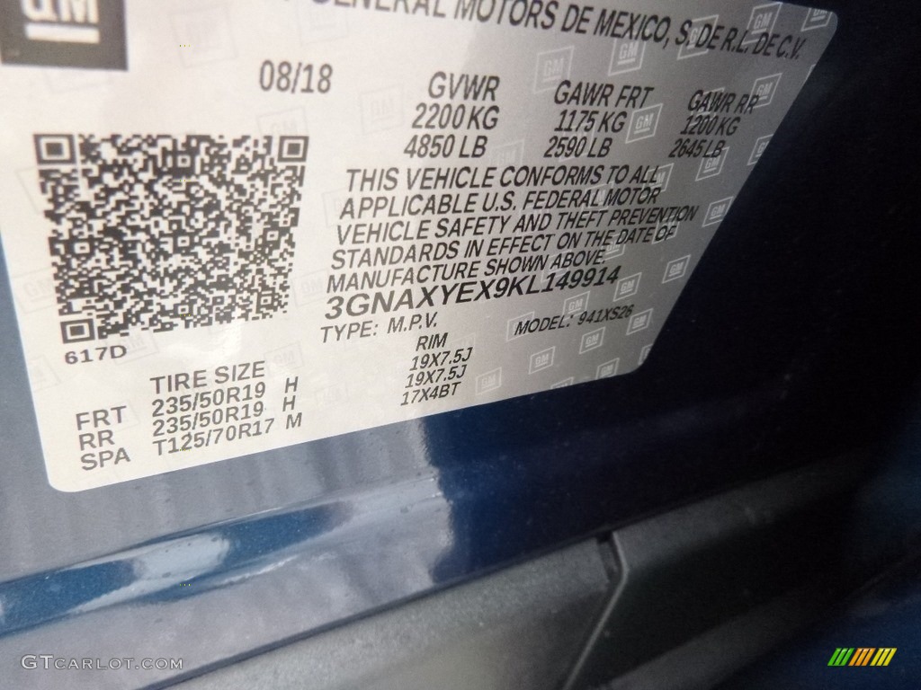 2019 Equinox Premier AWD - Pacific Blue Metallic / Medium Ash Gray photo #16
