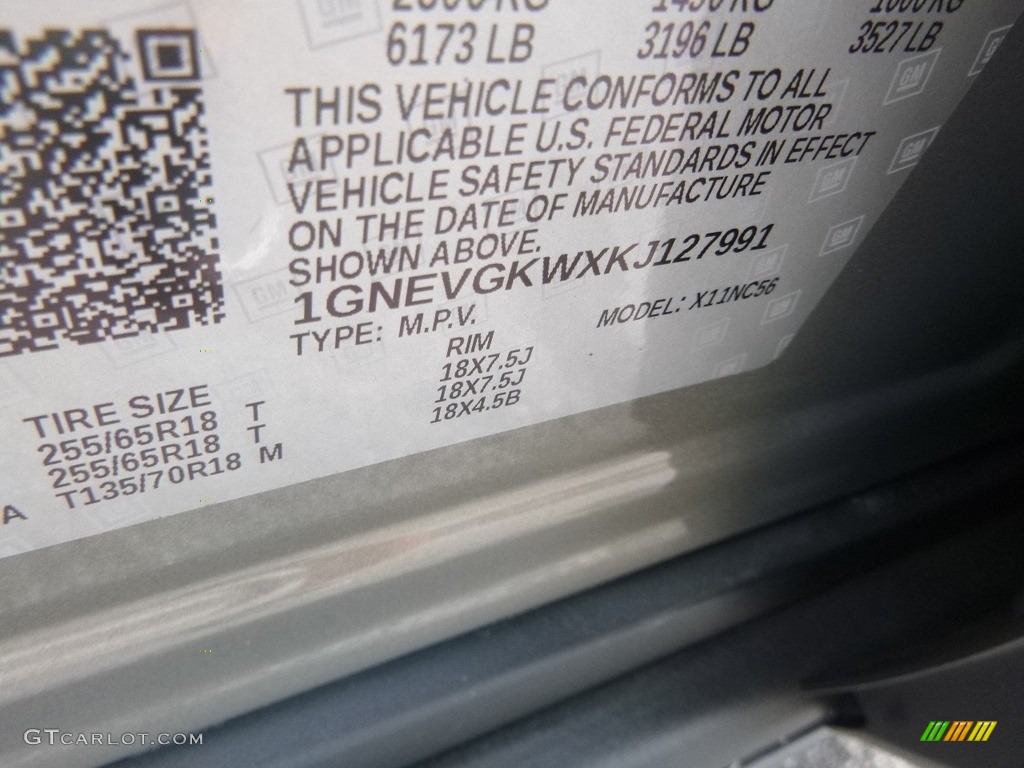 2019 Traverse LT AWD - Pepperdust Metallic / Jet Black photo #17