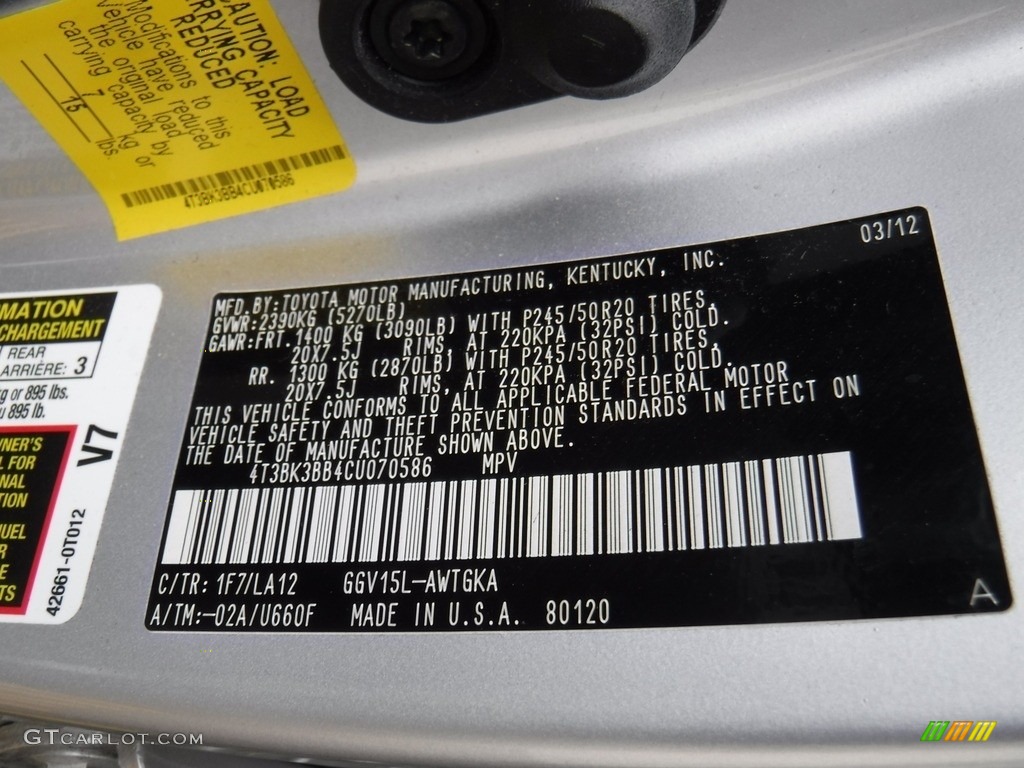 2012 Venza LE AWD - Classic Silver Metallic / Light Gray photo #24