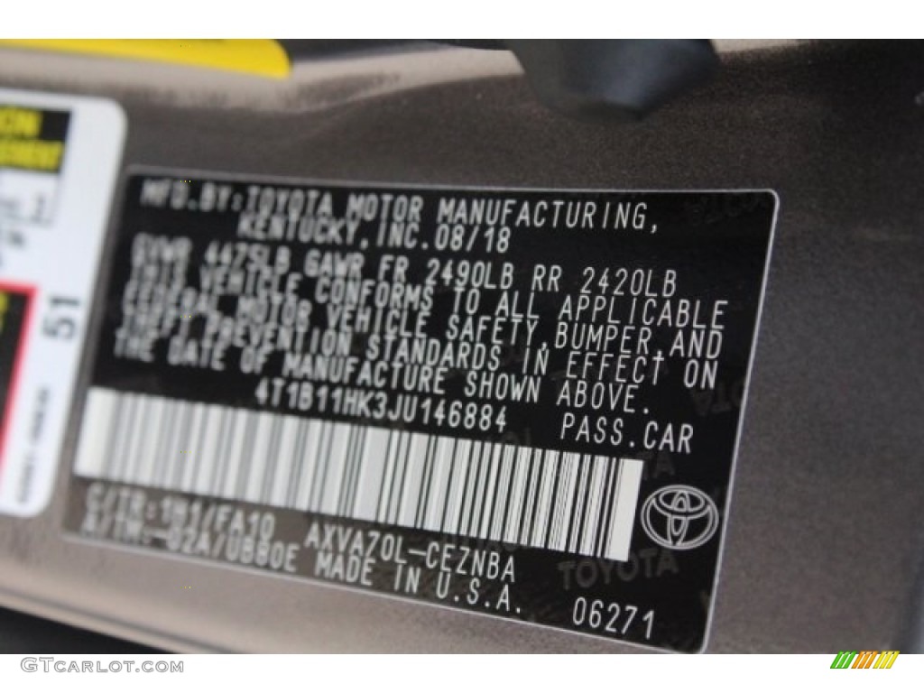 2018 Camry LE - Predawn Gray Mica / Ash photo #34