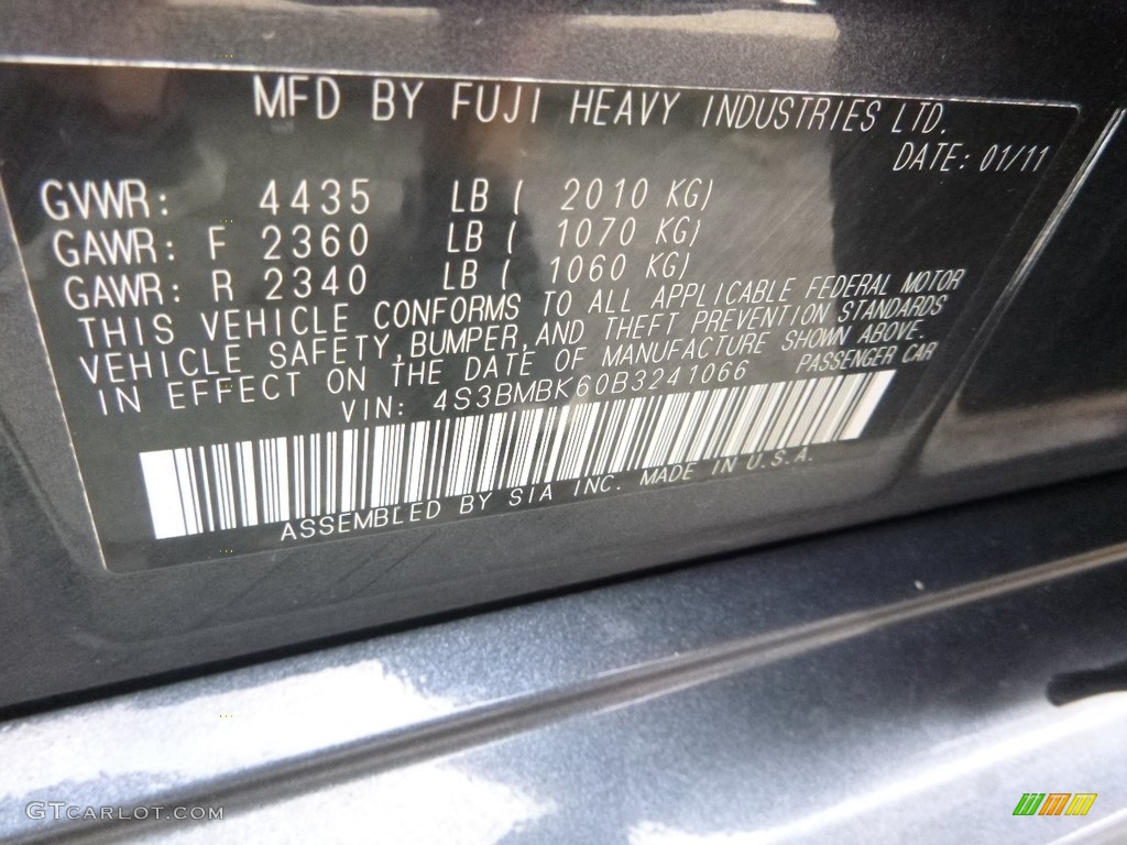 2011 Legacy 2.5i Limited - Graphite Gray Metallic / Off-Black photo #16