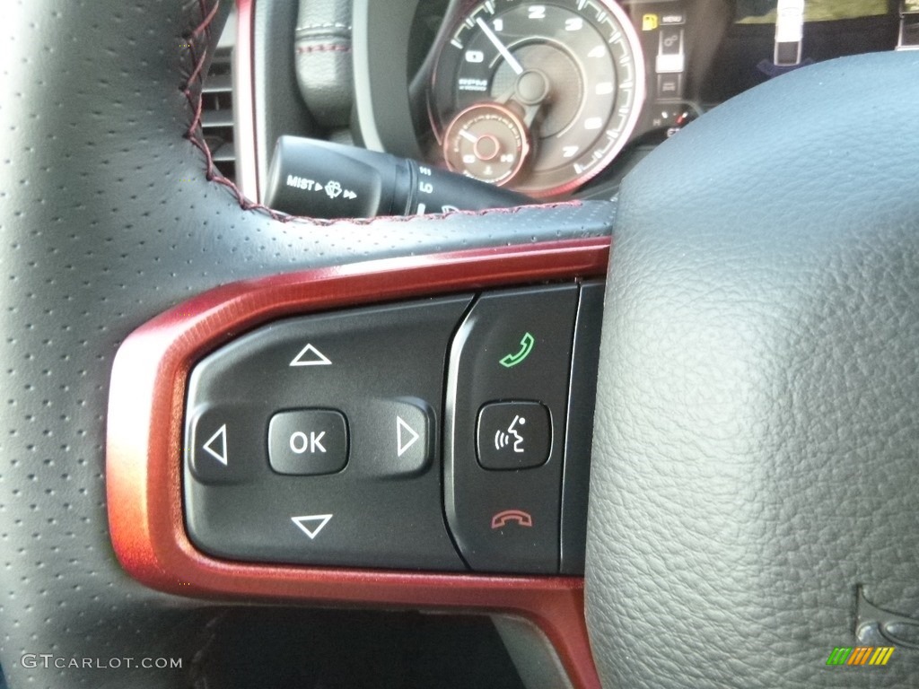 2019 Ram 1500 Rebel Crew Cab 4x4 Black/Red Steering Wheel Photo #129378323