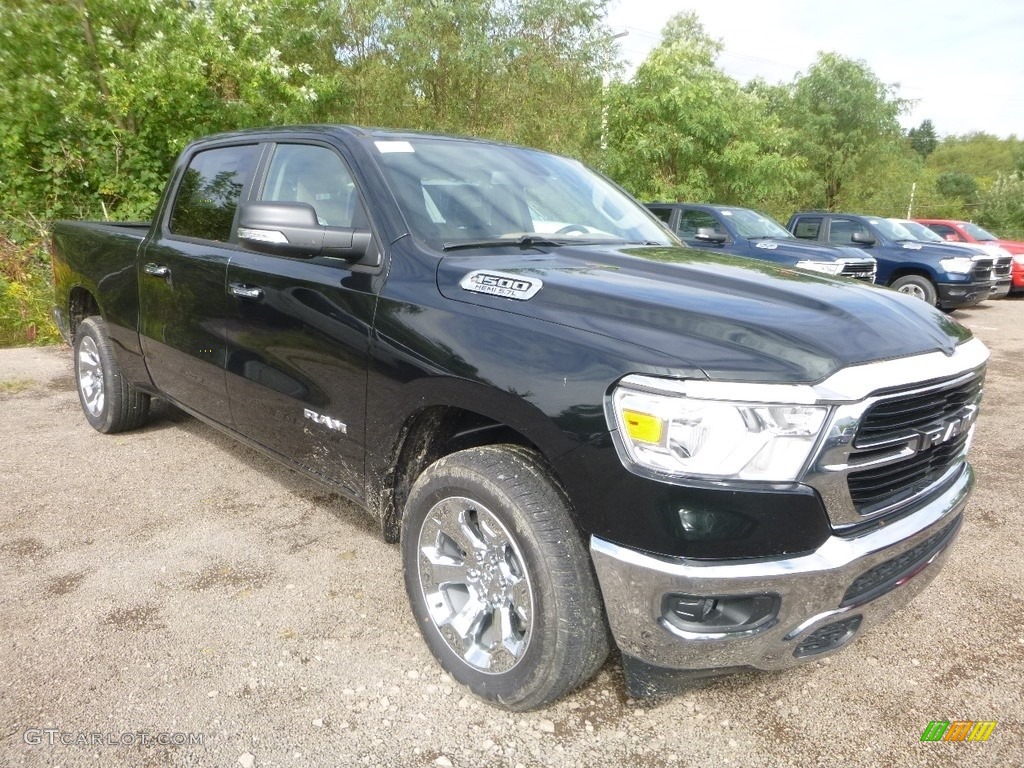 2019 1500 Big Horn Crew Cab 4x4 - Black Forest Green Pearl / Black/Light Mountain Brown photo #7