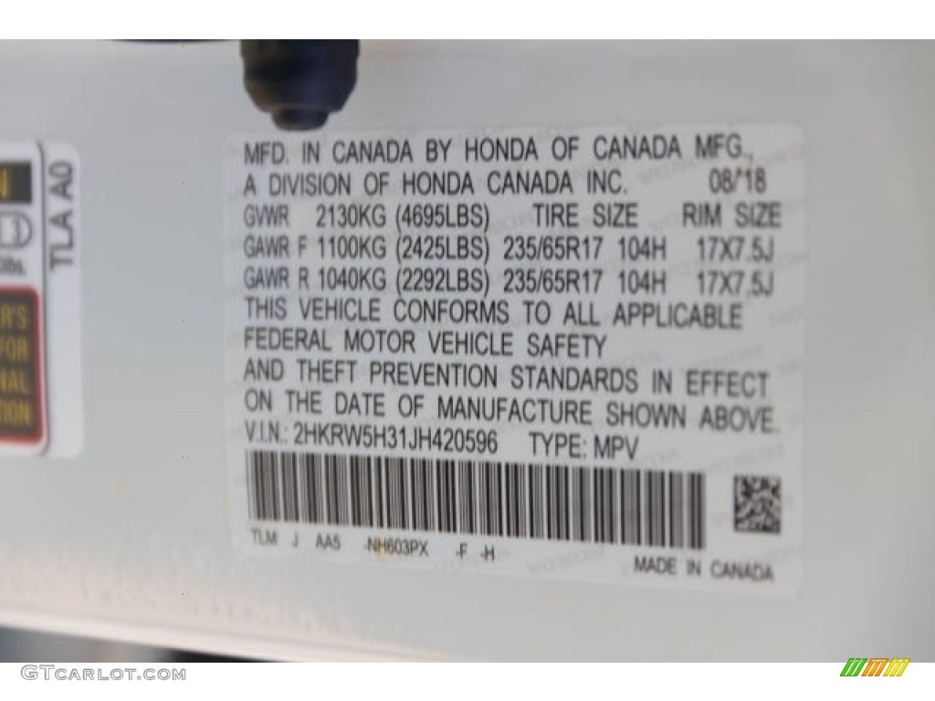 2018 CR-V LX - White Diamond Pearl / Ivory photo #37