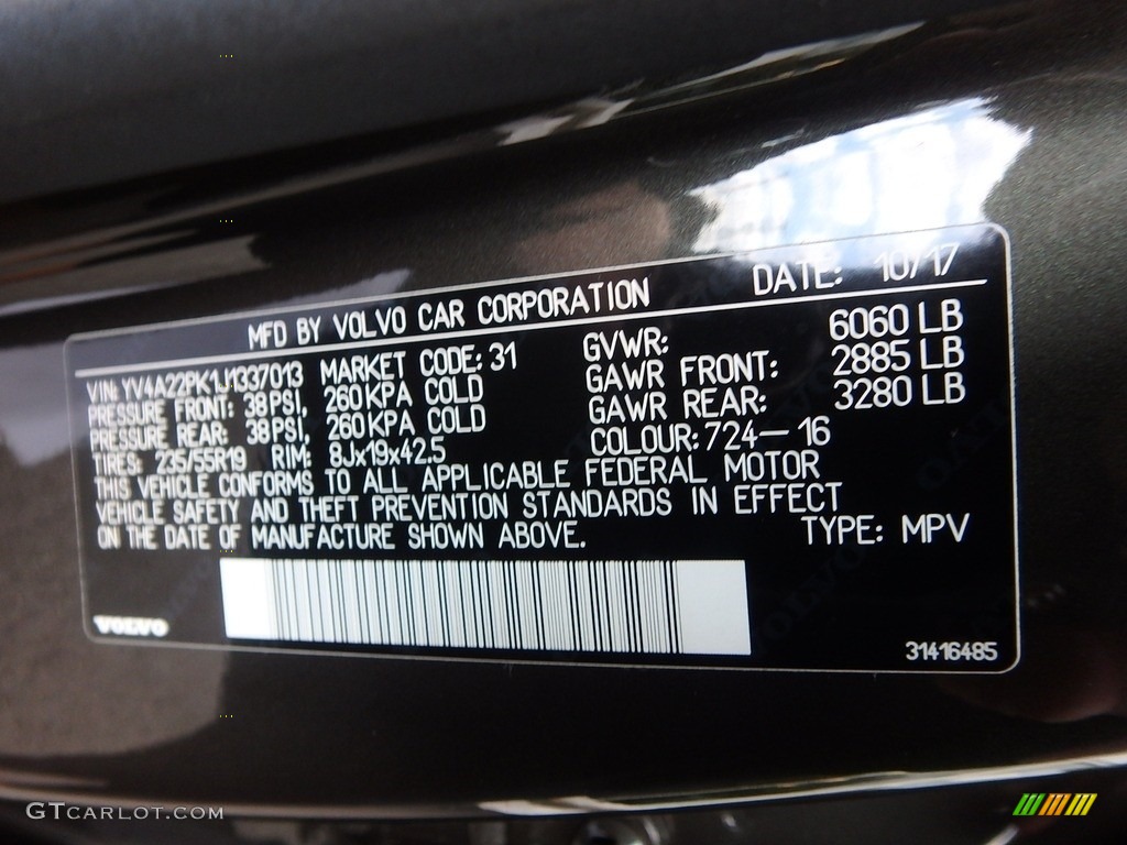 2018 XC90 T6 AWD Momentum - Pine Grey Metallic / Charcoal photo #23