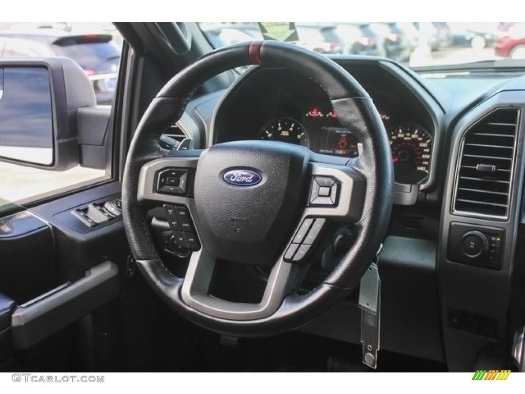 2017 Ford F150 SVT Raptor SuperCrew 4x4 Raptor Black Steering Wheel Photo #129401015