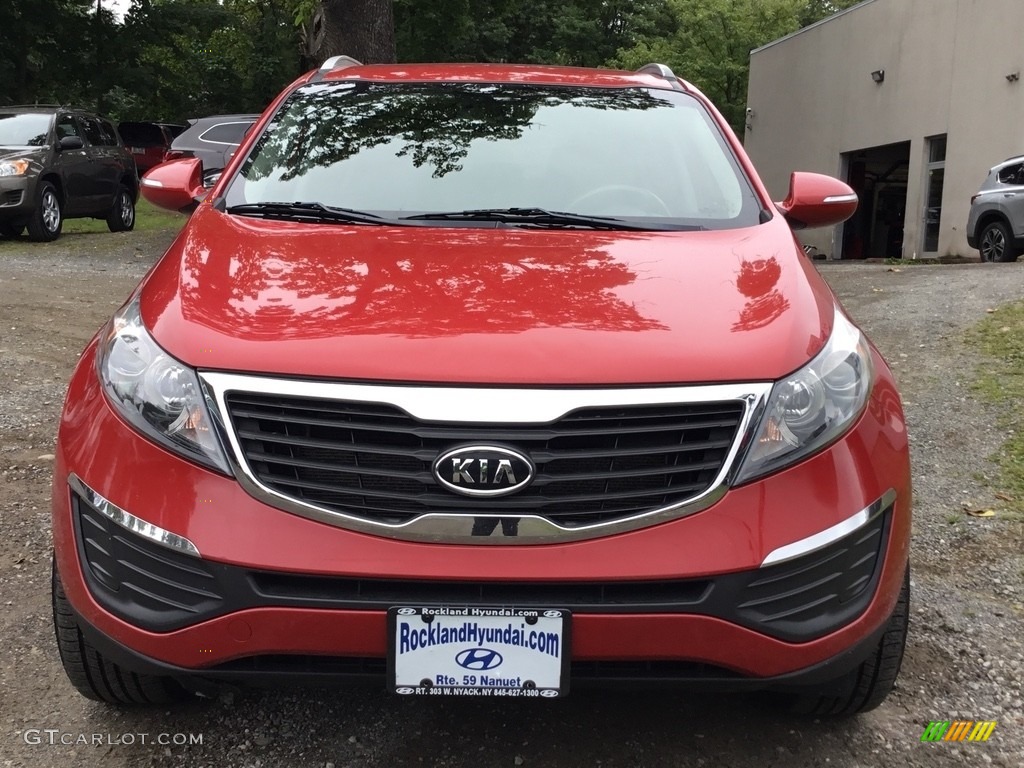 2011 Sportage LX AWD - Signal Red / Black photo #2