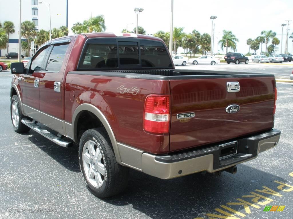 2006 F150 Lariat SuperCrew 4x4 - Dark Toreador Red Metallic / Tan photo #3