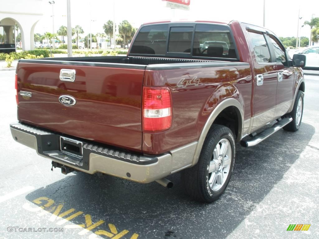 2006 F150 Lariat SuperCrew 4x4 - Dark Toreador Red Metallic / Tan photo #5