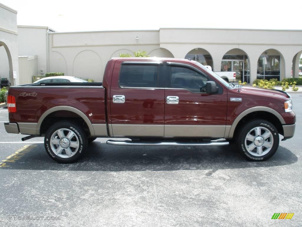 2006 F150 Lariat SuperCrew 4x4 - Dark Toreador Red Metallic / Tan photo #6