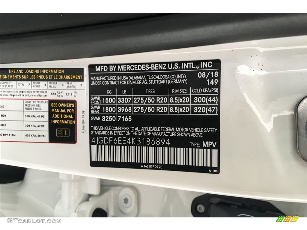 2019 GLS Color Code 149 for Polar White Photo #129433989
