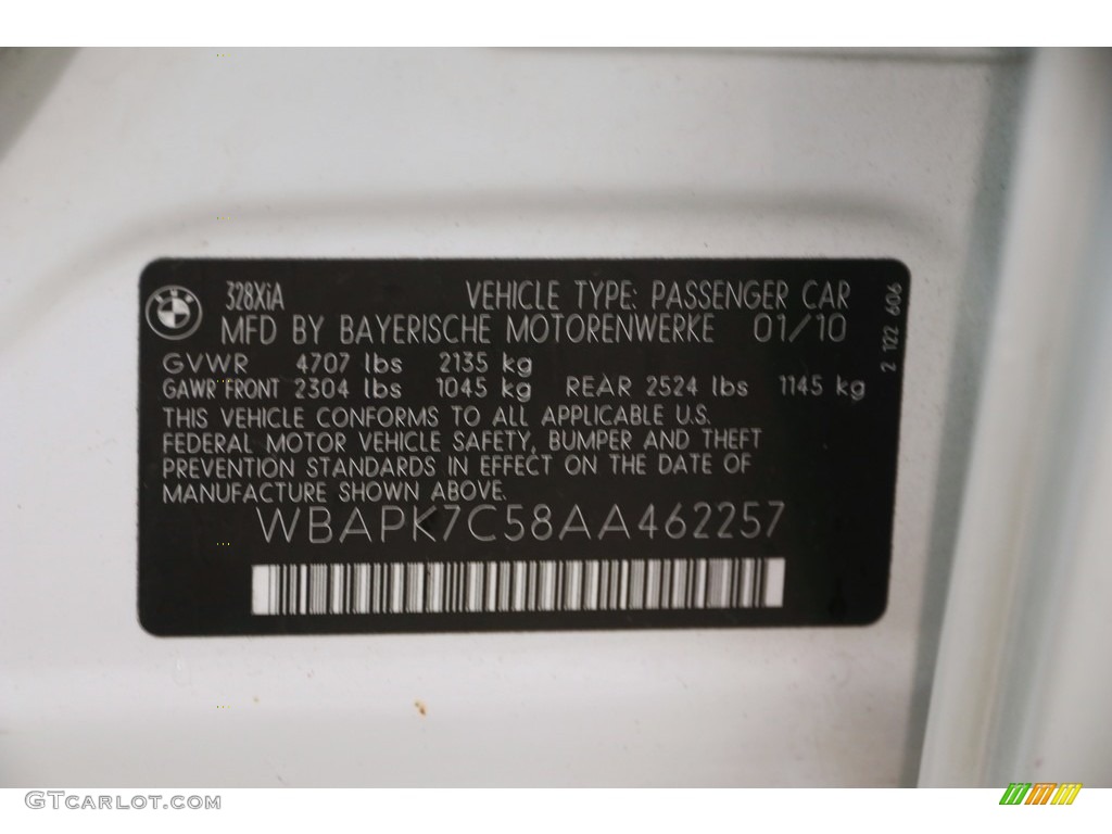 2010 3 Series 328i xDrive Sedan - Alpine White / Gray Dakota Leather photo #17