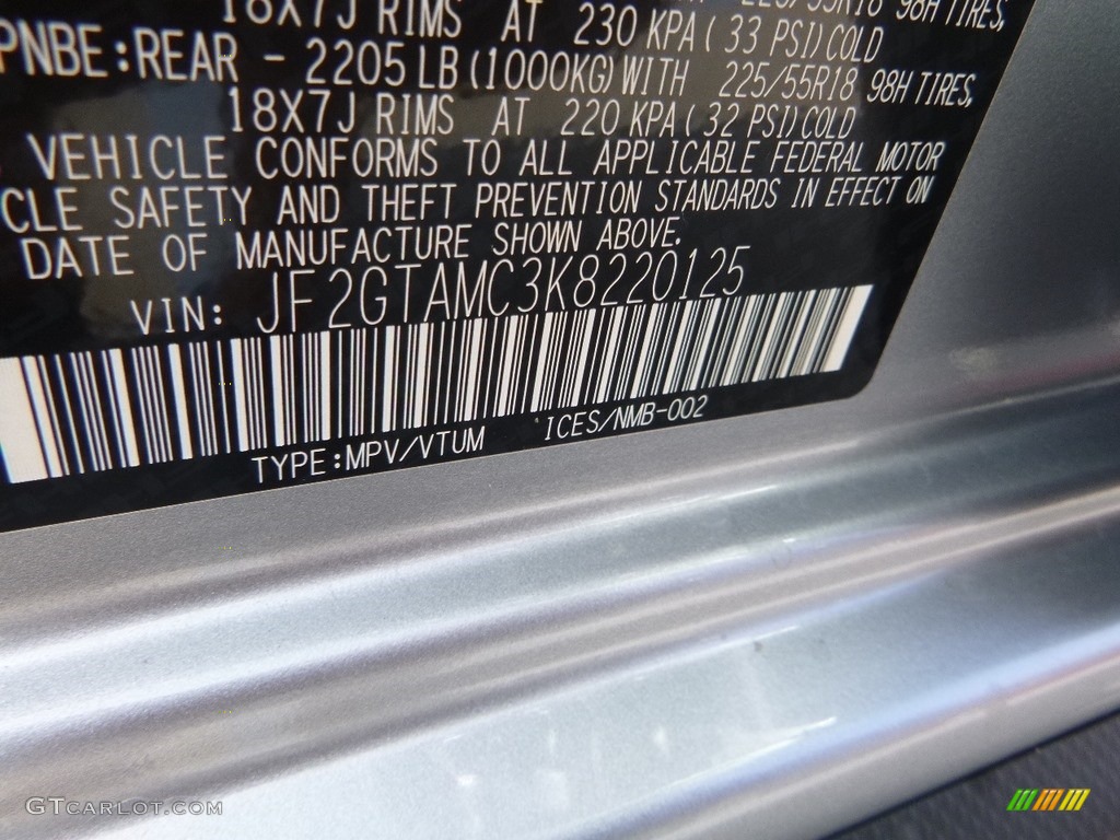 2019 Crosstrek 2.0i Limited - Ice Silver Metallic / Black photo #16