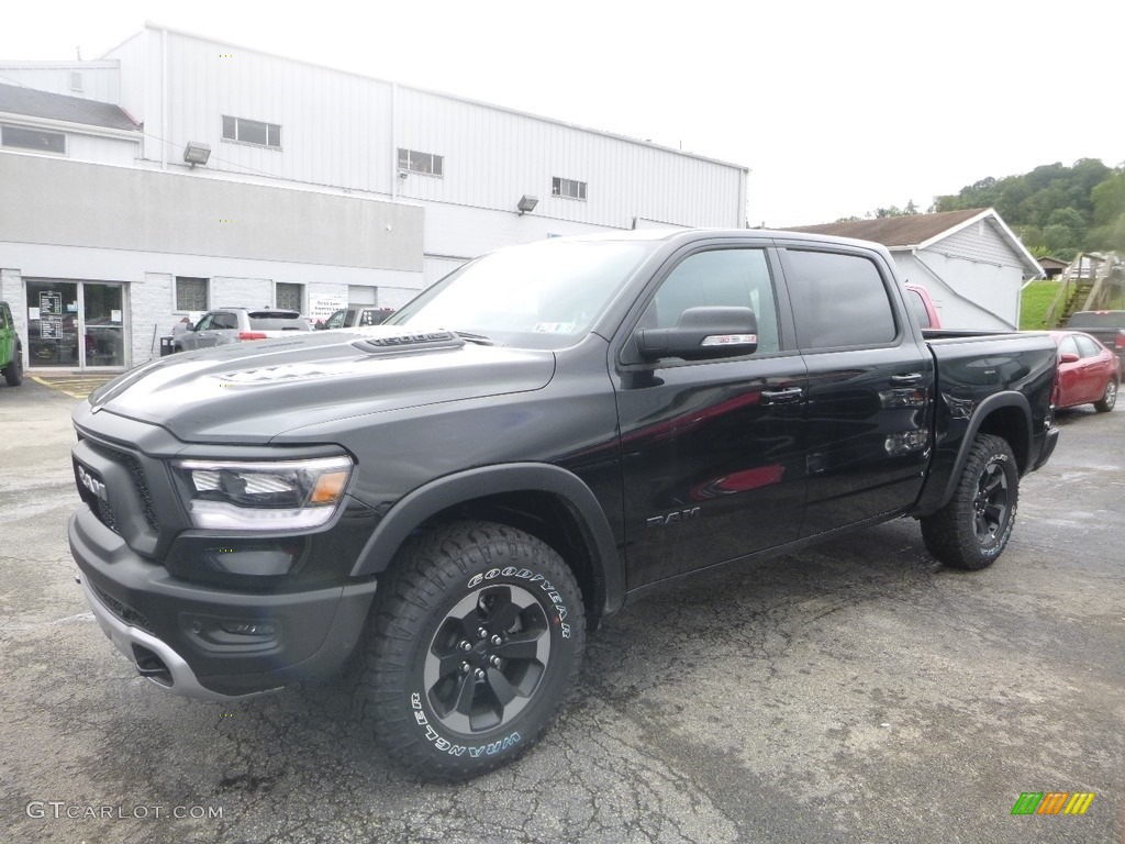 2019 1500 Rebel Crew Cab 4x4 - Diamond Black Crystal Pearl / Black/Red photo #1