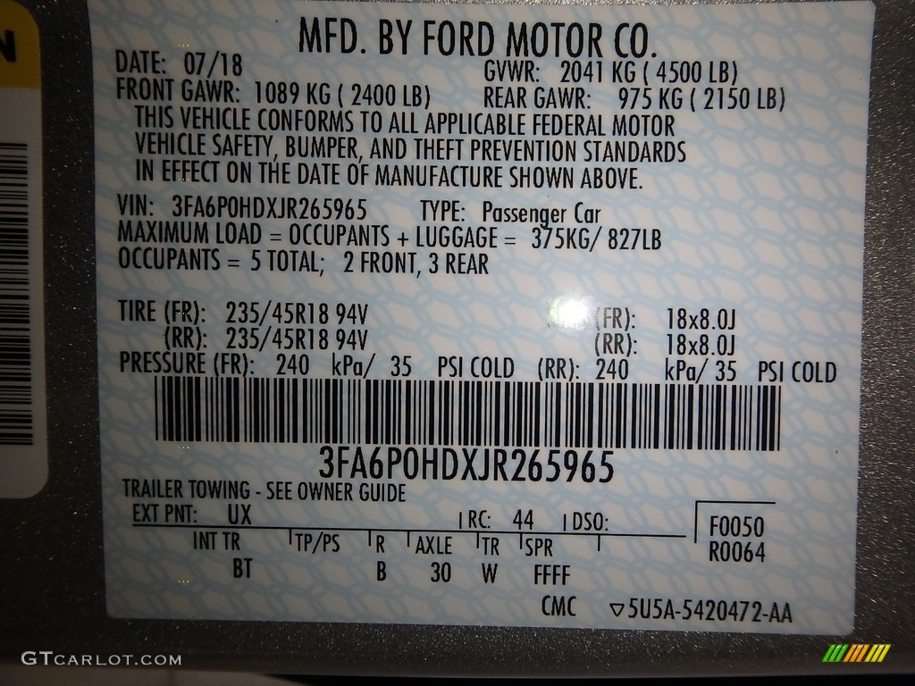 2018 Fusion SE - Ingot Silver / Ebony photo #10