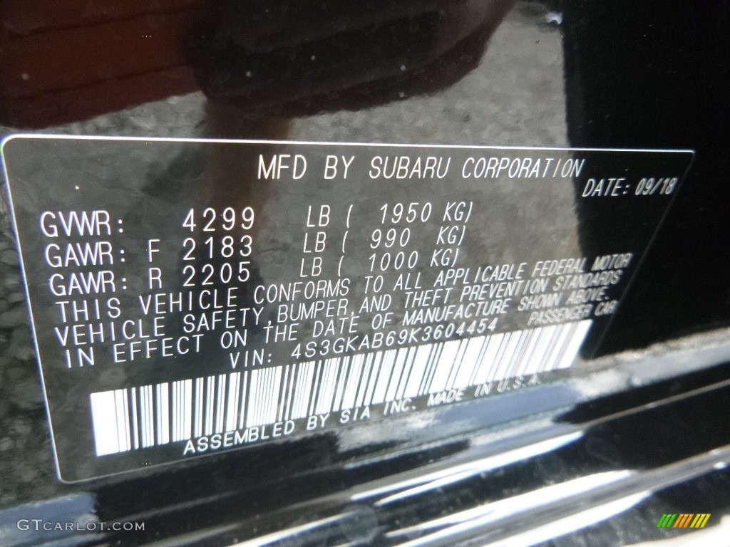 2019 Impreza 2.0i 4-Door - Crystal Black Silica / Black photo #16