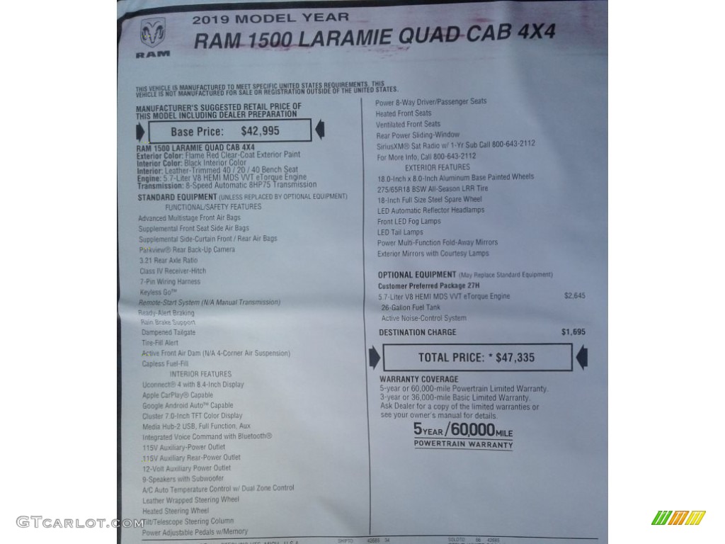 2019 1500 Laramie Quad Cab 4x4 - Flame Red / Black photo #39