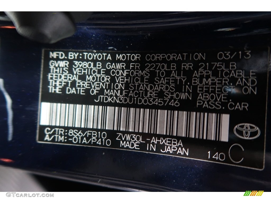 2013 Prius Two Hybrid - Nautical Blue Metallic / Dark Gray photo #45