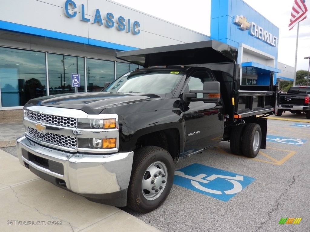 2019 Silverado 3500HD Work Truck Regular Cab 4x4 Dump Truck - Black / Dark Ash/Jet Black photo #1