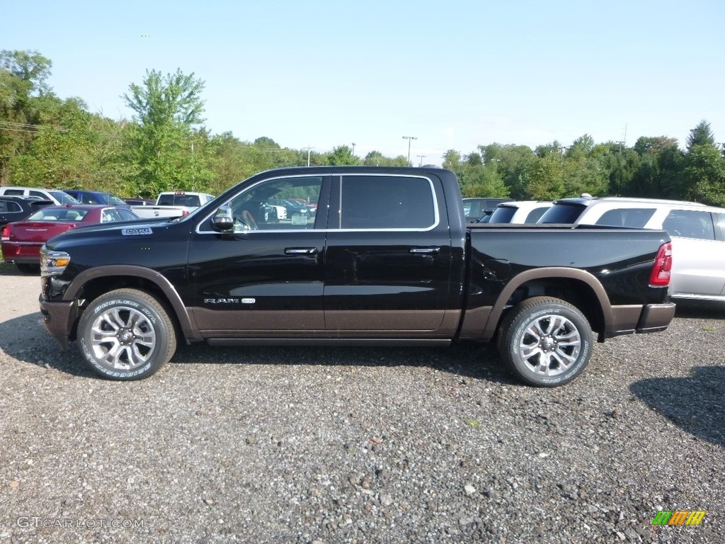 2019 1500 Long Horn Crew Cab 4x4 - Diamond Black Crystal Pearl / Black/New Saddle photo #2