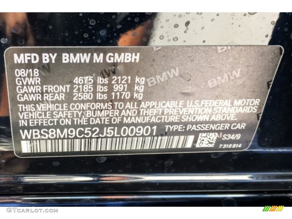 2018 M3 Color Code S34 for Azurite Black Metallic Photo #129482138