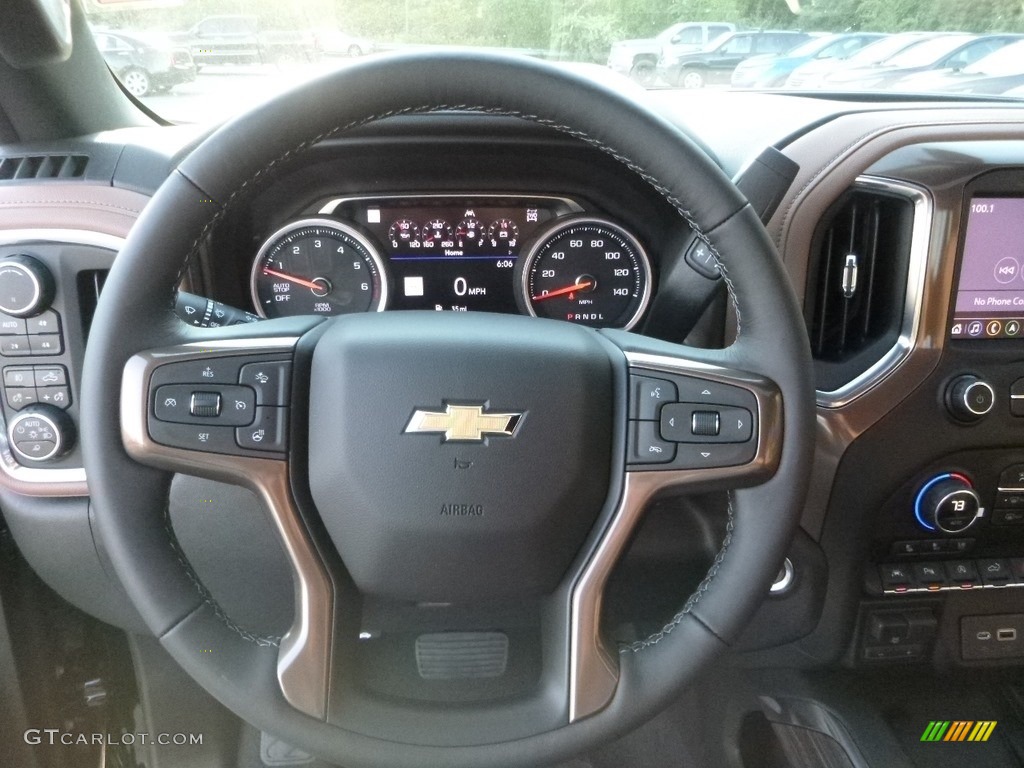 2019 Chevrolet Silverado 1500 High Country Crew Cab 4WD Jet Black Steering Wheel Photo #129483965