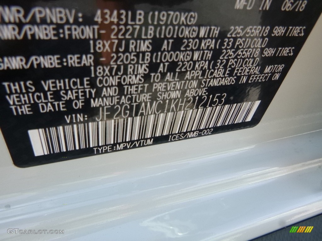 2019 Crosstrek 2.0i Limited - Crystal White Pearl / Gray photo #15