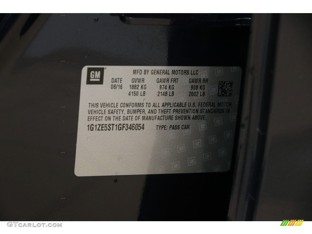 2016 Malibu LT - Blue Velvet Metallic / Jet Black photo #21