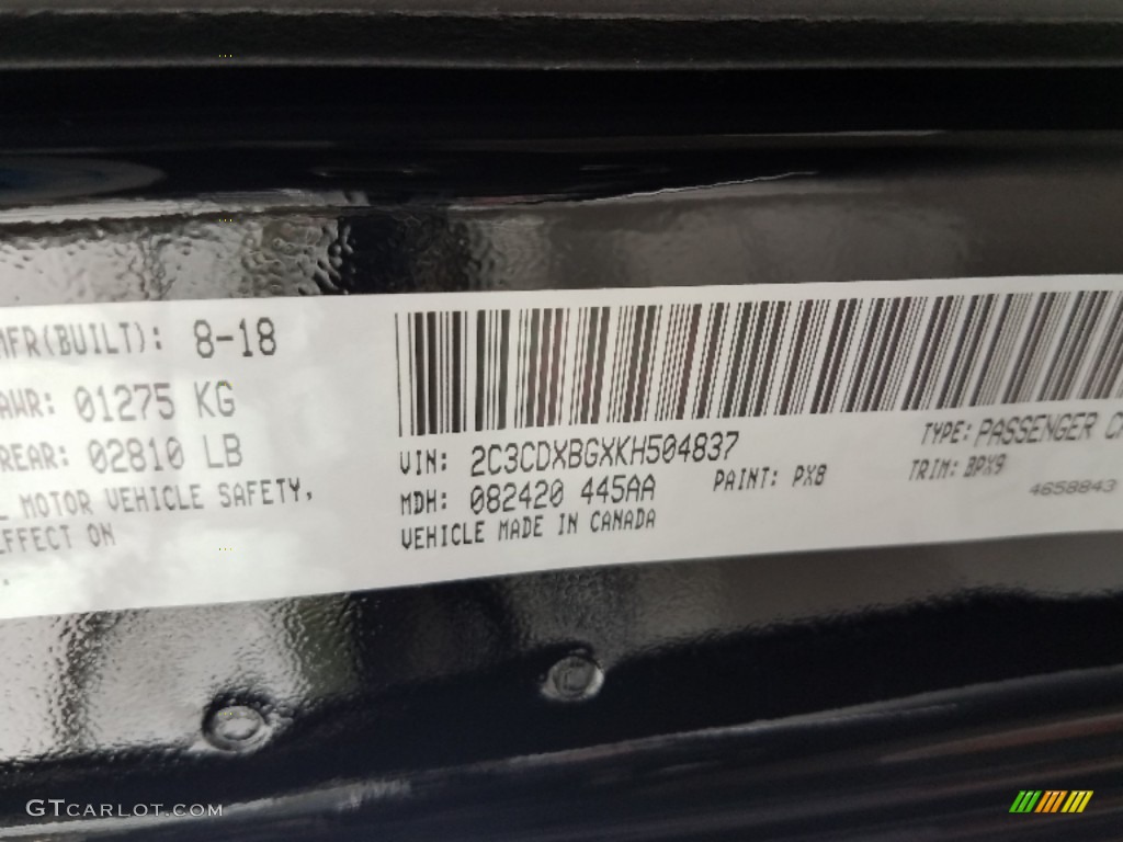 2019 Charger Color Code PX8 for Pitch Black Photo #129519716